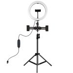 PULUZ Duale Telefonhalterungen, horizontaler Halter + 1,1 m Stativhalterung + 10,2 Zoll 26 cm LED-Ring, Vlogging-Videoleuchte, Live-Übertragungs-Kits – Bild 2