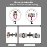PULUZ 10,2 Zoll 26 cm RGBW-Licht + 1,65 m Stativhalterung + Duale Telefonhalterung mit gebogener Oberfläche USB RGBW Dimmbarer LED-Ring Selfie Beauty Vlogging Videolicht Live-Übertragungskits mit Kaltschuh-Stativ-Kugelkopf & Telefonklemme & Fernbedienu... – Bild 12
