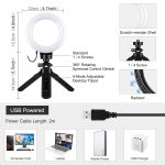 PULUZ 4,7 Zoll 12 cm USB 3 Modi Dimmbare LED-Ring-Vlogging-Fotografie-Videoleuchten + Taschenstativ-Montagesatz mit Kaltschuh-Stativ-Kugelkopf, 4.7 inch Light+Pocket Tripod – Bild 2
