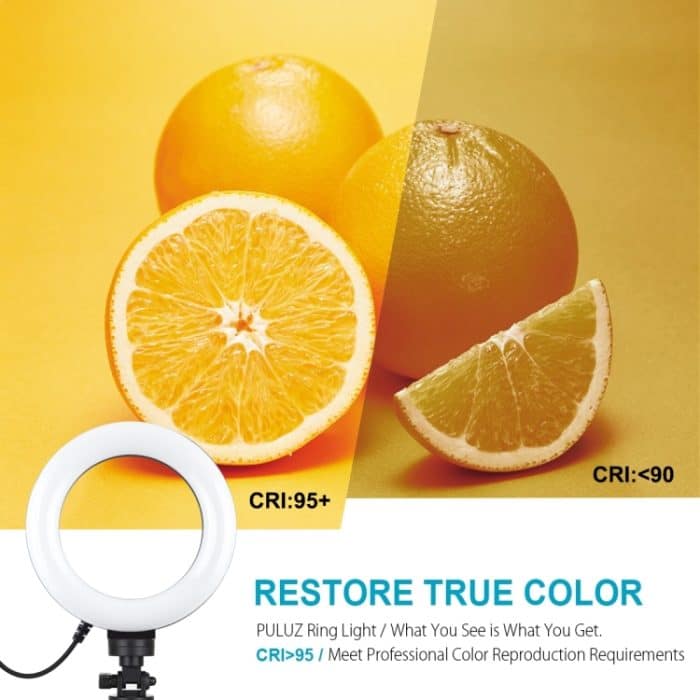 PULUZ 6,2 Zoll 16 cm USB 3 Modi Dimmbare LED-Ring-Vlogging-Fotografie-Videoleuchten + Taschenstativ-Montagesatz mit Kaltschuh-Stativ-Kugelkopf, 6.2 inch Light+Pocket Tripod – Bild 8