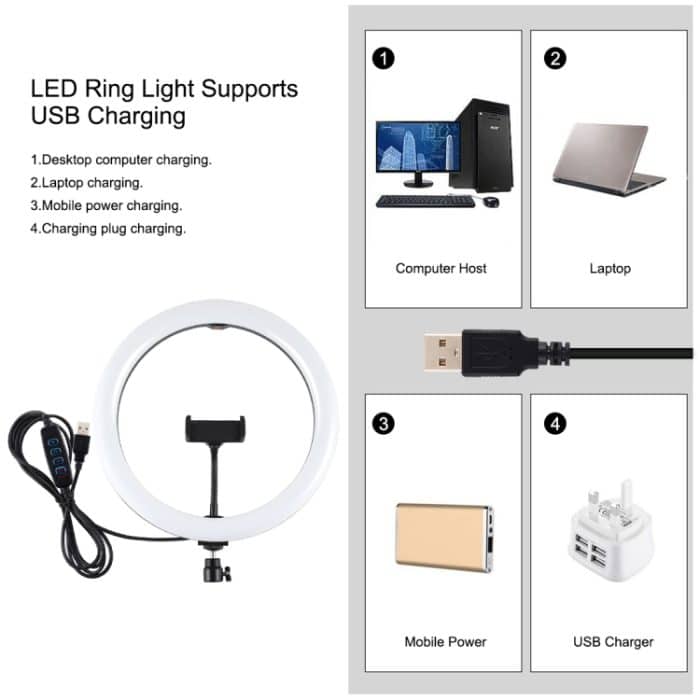 PULUZ 11,8 Zoll 30 cm Licht + 1,65 m Stativhalterung, gebogene Oberfläche, USB, 3 Modi, dimmbar, Dual-Farbtemperatur, LED-Ring, Vlogging, Videoleuchte, Live-Übertragungs-Sets mit Telefonklemme, 11.8 inch+1.65m Tripod – Bild 4