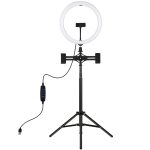 PULUZ 11,8 Zoll 30 cm Licht + 1,65 m Stativ + Dual-Telefonhalterung, gebogene Oberfläche, USB, 3 Modi, dimmbar, Dual-Farbtemperatur-LED-Ring, Vlogging-Videolicht, Live-Übertragungs-Sets mit Telefonklemme, 11.8 inch+1.65m Tripod+Dual Bracket – Bild 2
