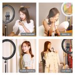 PULUZ 11,8 Zoll 30 cm Licht + 1,1 m Stativhalterung, gebogene Oberfläche, USB, 3 Modi, dimmbar, Dual-Farbtemperatur-LED-Ring, Vlogging-Videoleuchte, Live-Übertragungs-Sets mit Telefonklemme, 11.8 inch+1.1m Tripod – Bild 11