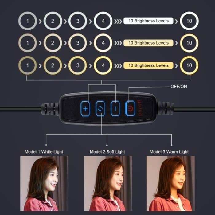 PULUZ 11,8 Zoll 30 cm Licht + 1,1 m Stativhalterung + zwei Telefonhalterungen, gebogene Oberfläche, USB, 3 Modi, dimmbar, Dual-Farbtemperatur, LED-Ring, Vlogging, Videoleuchte, Live-Übertragungs-Sets mit Telefonklemme, 11.8 inch+1.1m Tripod+Dual Bracket – Bild 5