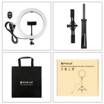 PULUZ 1,65 m Stativhalterung + Duale Telefonhalterungen + 10,2 Zoll 26 cm gebogene Oberfläche USB 3 Modi Dimmbarer Dual-Farbtemperatur-Ring Selfie-Vlogging-Videoleuchte Live-Übertragungs-Kits mit Telefonklemme und Selfie-Fernbedienung... – Bild 12