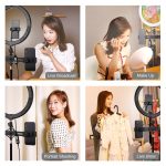 PULUZ 11,8 Zoll 30 cm RGBW-Licht + 1,1 m Stativhalterung + zwei Telefonhalterungen + RGB-dimmbare LED mit zwei Farbtemperaturen und gebogener Oberfläche, LED-Ring, Selfie-Vlogging-Videoleuchte, Live-Broadcast-Kits mit Kaltschuh-Stativ-Kugelkopf, Telefo... – Bild 14