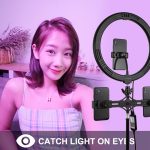 PULUZ 11,8 Zoll 30 cm RGBW-Licht + 1,1 m Stativhalterung + zwei Telefonhalterungen + RGB-dimmbare LED mit zwei Farbtemperaturen und gebogener Oberfläche, LED-Ring, Selfie-Vlogging-Videoleuchte, Live-Broadcast-Kits mit Kaltschuh-Stativ-Kugelkopf, Telefo... – Bild 15