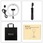 PULUZ 10,2 Zoll 26 cm Ringlicht + 1,1 m Stativhalterung, USB, 3 Modi, dimmbar, Dual-Farbtemperatur-LED, gebogenes diffuses Licht, Vlogging, Selfie-Fotografie, Videoleuchten mit Telefonklemme und Selfie-Fernbedienung, 10.2 inch+1.1m Tripod – Bild 11