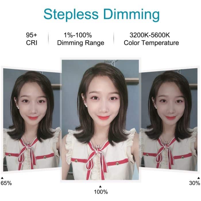 PULUZ 10,2 Zoll 26 cm Ringlicht + 1,1 m Stativhalterung, USB, 3 Modi, dimmbar, Dual-Farbtemperatur-LED, gebogenes diffuses Licht, Vlogging, Selfie-Fotografie, Videoleuchten mit Telefonklemme und Selfie-Fernbedienung, 10.2 inch+1.1m Tripod – Bild 6