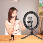 PULUZ 10,2 Zoll 26 cm Selfie Beauty Light + Desktop-Stativhalterung USB 3 Modi Dimmbarer LED-Ring Vlogging Selfie Fotografie Videoleuchten mit Kaltschuh-Stativ-Kugelkopf und Telefonklemme, 10.2 inch+ Desktop Tripod, Tripod Mount + 10.2 inch – Bild 11