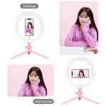 PULUZ 10,2 Zoll 26 cm Licht + Desktop-Stativhalterung, USB, 3 Modi, dimmbar, Dual-Farbtemperatur, LED, gebogener diffuser Lichtring, Vlogging, Selfie, Fotografie, Videoleuchten mit Telefonklemme, 10.2 inch + Desktop Tripod, 10.2 inch Curved+Tripod – Bild 9