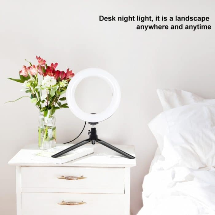 PULUZ 7,9 Zoll 20 cm Licht + Desktop-Stativhalterung USB 3 Modi Dimmbare Dual-Farbtemperatur LED gebogener Lichtring Vlogging Selfie Beauty Fotografie Videoleuchten mit Telefonklemme, 7.9 inch + Desktop Tripod, 7.9 inch+Tripod – Bild 12