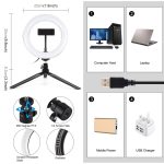PULUZ 7,9 Zoll 20 cm Licht + Desktop-Stativhalterung USB 3 Modi Dimmbare Dual-Farbtemperatur LED gebogener Lichtring Vlogging Selfie Beauty Fotografie Videoleuchten mit Telefonklemme, 7.9 inch + Desktop Tripod, 7.9 inch+Tripod – Bild 3
