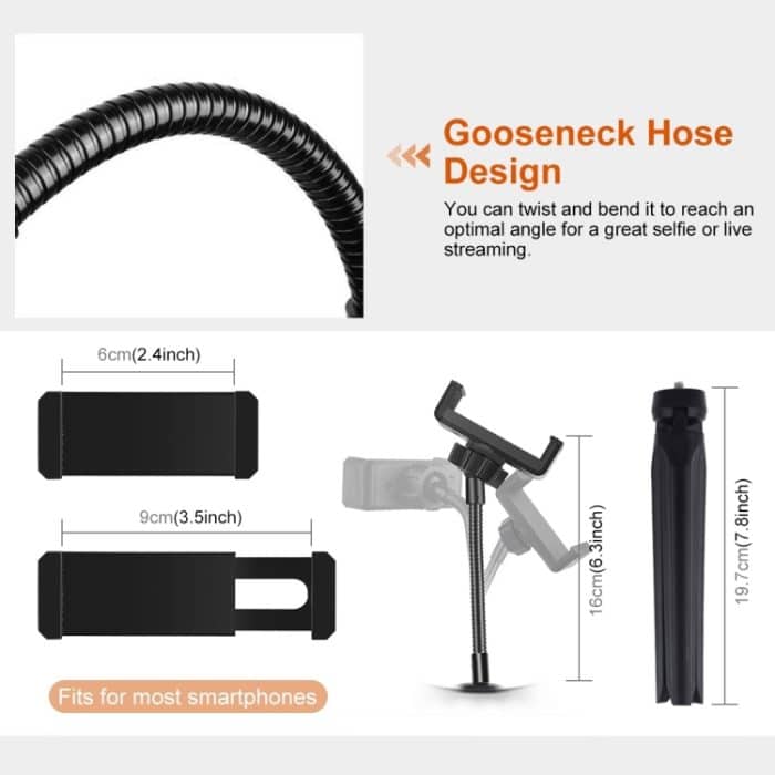 PULUZ 7,9 Zoll 20 cm Licht + Desktop-Stativhalterung USB 3 Modi Dimmbare Dual-Farbtemperatur LED gebogener Lichtring Vlogging Selfie Beauty Fotografie Videoleuchten mit Telefonklemme, 7.9 inch + Desktop Tripod, 7.9 inch+Tripod – Bild 4