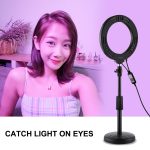 PULUZ 6,2 Zoll 16 cm RGBW-Licht + Desktop-Halterung mit rundem Sockel, dimmbare USB-LED-Ring-Vlogging-Fotografie-Videoleuchten mit Kaltschuh-Stativ-Kugelkopf und Fernbedienung, Desktop Mount + 6.2 inch RGBW / Remote – Bild 11