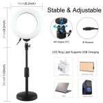 PULUZ 6,2 Zoll 16 cm RGBW-Licht + Desktop-Halterung mit rundem Sockel, dimmbare USB-LED-Ring-Vlogging-Fotografie-Videoleuchten mit Kaltschuh-Stativ-Kugelkopf und Fernbedienung, Desktop Mount + 6.2 inch RGBW / Remote – Bild 3