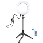 PULUZ 6,2 Zoll 16 cm RGBW-Licht + Desktop-Stativhalterung + USB-dimmbare LED-Ring-Vlogging-Fotografie-Videoleuchten mit Kaltschuh-Stativ-Kugelkopf und Fernbedienung, Tripod Mount + 6.2 inch RGBW / Remote – Bild 2