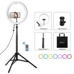 PULUZ 11,8 Zoll 30 cm RGBW-Licht + 1,65 m Halterung mit gebogener Oberfläche, RGBW-dimmbarer LED-Ring, Selfie-Vlogging-Licht, Live-Übertragungs-Kits mit Kaltschuh-Stativadapter, Telefonklemme und Fernbedienung, 11.8 inch RGBW+1.65m Tripod