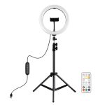 PULUZ 10,2 Zoll 26 cm Festzelt-LED-RGBWW-Selfie-Beauty-Licht + 1,1 m Stativhalterung, 168 LEDs, zweifarbige, temperaturdimmbare Ring-Vlogging-Fotografie-Videoleuchten mit Kaltschuh-Stativ-Kugelkopf, Fernbedienung und Telefonklemme... – Bild 2