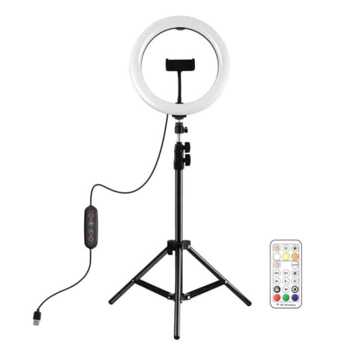 PULUZ 10,2 Zoll 26 cm Festzelt-LED-RGBWW-Selfie-Beauty-Licht + 1,1 m Stativhalterung, 168 LEDs, zweifarbige, temperaturdimmbare Ring-Vlogging-Fotografie-Videoleuchten mit Kaltschuh-Stativ-Kugelkopf, Fernbedienung und Telefonklemme... – Bild 2