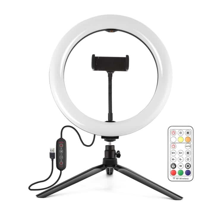 PULUZ 10,2 Zoll 26 cm Festzelt-LED-RGBWW-Selfie-Beauty-Licht + Desktop-Stativhalterung, 168 LEDs, zweifarbige, temperaturdimmbare Ring-Vlogging-Fotografie-Videoleuchten mit Kaltschuh-Stativ-Kugelkopf, Fernbedienung und Telefonklemme... – Bild 2