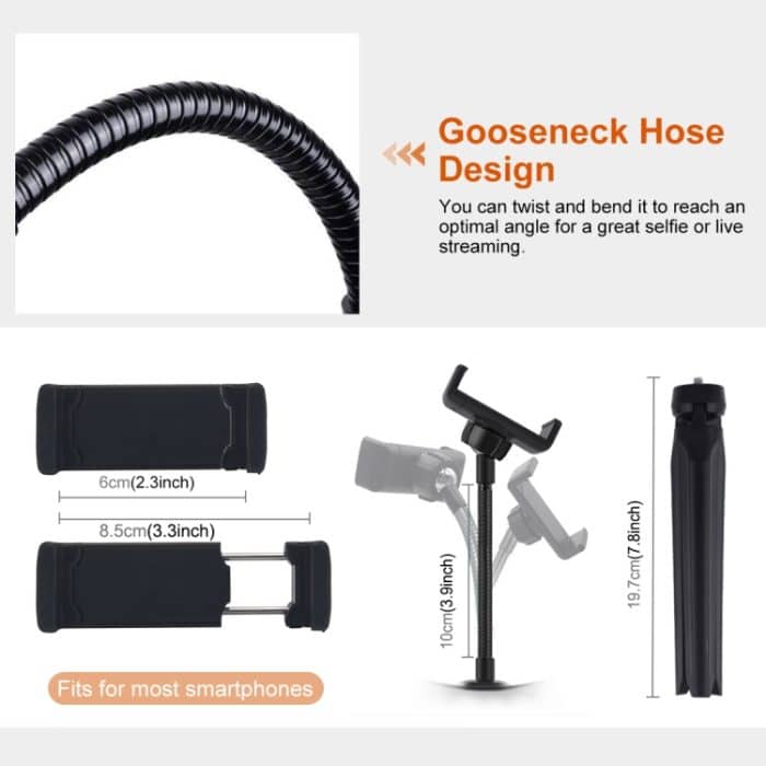 PULUZ 10,2 Zoll 26 cm Festzelt-LED-RGBWW-Selfie-Beauty-Licht + Desktop-Stativhalterung, 168 LEDs, zweifarbige, temperaturdimmbare Ring-Vlogging-Fotografie-Videoleuchten mit Kaltschuh-Stativ-Kugelkopf, Fernbedienung und Telefonklemme... – Bild 4