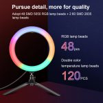 PULUZ 10,2 Zoll 26 cm Festzelt-LED-RGBWW-Selfie-Beauty-Licht + Desktop-Stativhalterung, 168 LEDs, zweifarbige, temperaturdimmbare Ring-Vlogging-Fotografie-Videoleuchten mit Kaltschuh-Stativ-Kugelkopf, Fernbedienung und Telefonklemme... – Bild 8