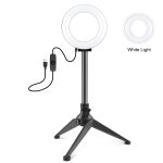 PULUZ 4,7 Zoll 12 cm Ringlicht + Desktop-Stativ Selfie Stick Halterung USB Weißlicht LED Ring Selfie Beauty Vlogging Fotografie Videoleuchten Kits