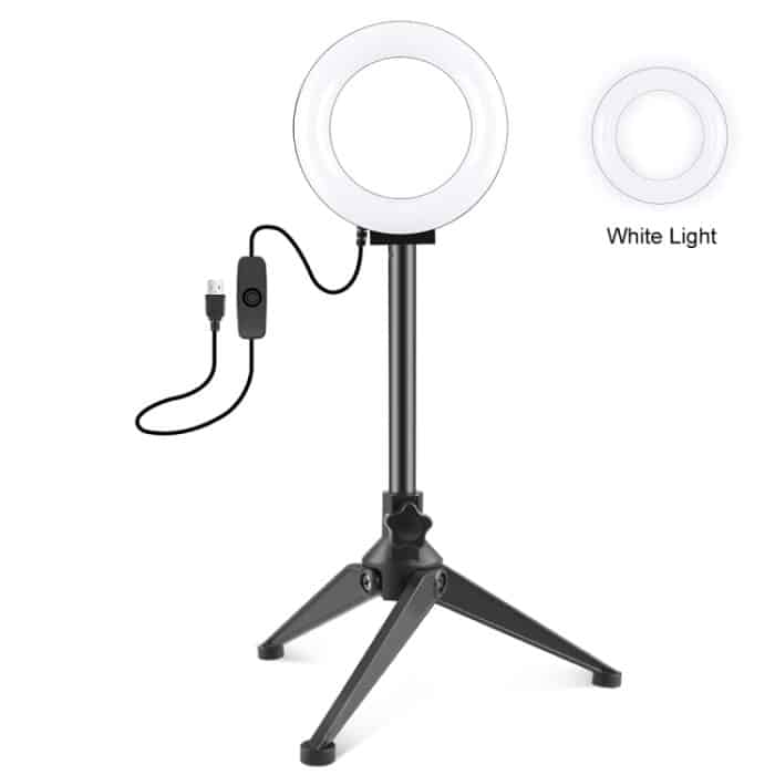 PULUZ 4,7 Zoll 12 cm Ringlicht + Desktop-Stativ Selfie Stick Halterung USB Weißlicht LED Ring Selfie Beauty Vlogging Fotografie Videoleuchten Kits – Bild 1