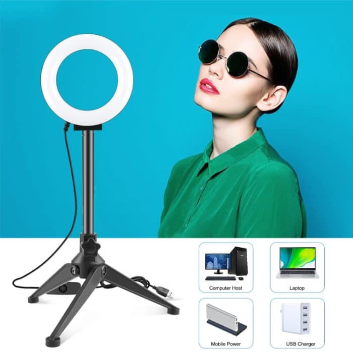 PULUZ 4,7 Zoll 12 cm Ringlicht + Desktop-Stativ Selfie Stick Halterung USB Weißlicht LED Ring Selfie Beauty Vlogging Fotografie Videoleuchten Kits – Bild 4