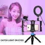 PULUZ 4-in-1-Vlogging-Liveübertragungs-Smartphone-Video-Rig + 4,7-Zoll-12-cm-RGBW-Ring-LED-Selfie-Licht + Mikrofon + Taschenstativ-Montagekit mit Kaltschuh-Stativkopf, 4-in-1, 4-in-1 RGBW Ring LED – Bild 12