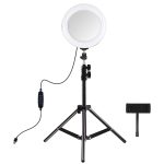 PULUZ 7,9 Zoll 20 cm Spiegelleuchte + 1,1 m Stativhalterung, USB, 3 Modi, dimmbar, Dual-Farbtemperatur, gebogener LED-Lichtring, Vlogging, Selfie, Fotografie, Videoleuchten mit Spiegel und Telefonklemme, 7.9 inch Mirror Light + 1.1m Mount – Bild 2