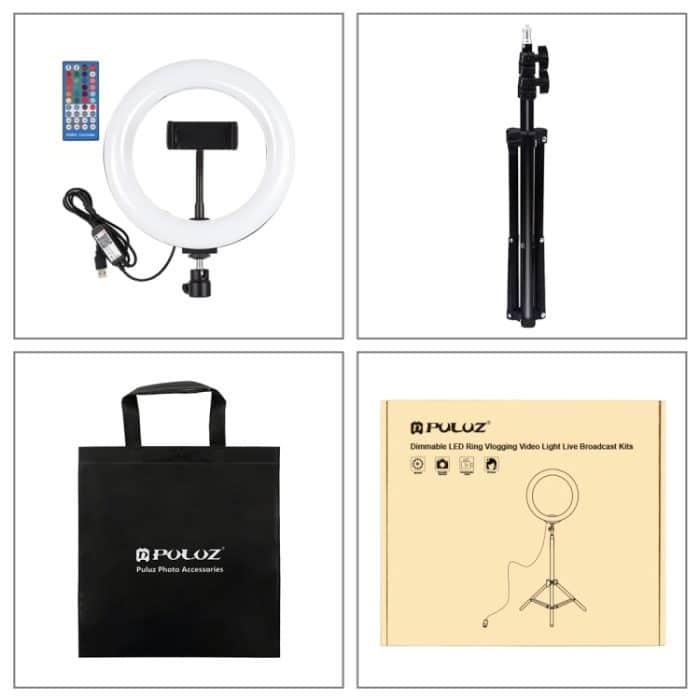 PULUZ 7,9 Zoll 20 cm USB-RGB-Licht + 1,1 m Stativmontage, dimmbare LED-LED mit zwei Farbtemperaturen, gebogener LED-Lichtring, Vlogging, Selfie-Fotografie, Videoleuchten mit Telefonklemme, 7.9 inch RGBWW + 1.1m Mount – Bild 15