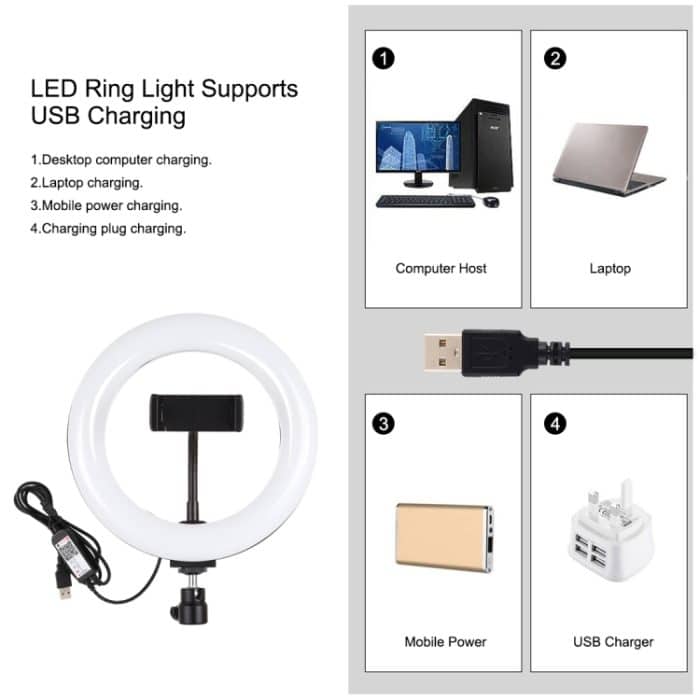 PULUZ 7,9 Zoll 20 cm USB-RGB-Licht + 1,1 m Stativmontage, dimmbare LED-LED mit zwei Farbtemperaturen, gebogener LED-Lichtring, Vlogging, Selfie-Fotografie, Videoleuchten mit Telefonklemme, 7.9 inch RGBWW + 1.1m Mount – Bild 4