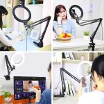 PULUZ 7,9 Zoll 20 cm gebogenes Ringlicht + Tischarmständer USB 3 Modi Dimmbare Dual-Farbtemperatur-LED-Vlogging-Selfie-Fotografie-Videoleuchten mit Telefonklemme, 7.9 inch+Arm Stand – Bild 11