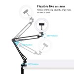 PULUZ 7,9 Zoll 20 cm gebogenes Ringlicht + Tischarmständer USB 3 Modi Dimmbare Dual-Farbtemperatur-LED-Vlogging-Selfie-Fotografie-Videoleuchten mit Telefonklemme, 7.9 inch+Arm Stand – Bild 5