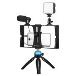 PULUZ 4-in-1-Vlogging-Live-Übertragung, LED-Selfie-Fülllicht, Smartphone-Video-Rig-Kits mit Mikrofon + Stativhalterung + Kaltschuh-Stativkopf für iPhone, Galaxy, Huawei, Xiaomi, HTC, LG, Google und andere Smartphones, 4 in 1 Fill Light Rig Kit – Bild 2