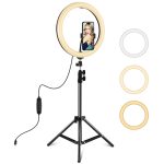 PULUZ 11,8 Zoll 30 cm Licht + 1,1 m Stativhalterung Gebogene Oberfläche Typ C 3 Modi Dimmbarer LED-Ring mit zwei Farbtemperaturen Vlogging-Videolicht Live-Übertragungskits mit Telefonklemme, Type-C 11.8 inch + 1.1m