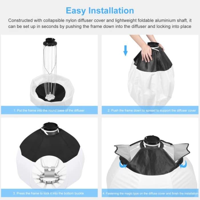 PULUZ 220 V 150 W 3200 K-5600 K Studio-Videoleuchte + 2,8 m Lichthalter + 65 cm faltbare Laterne Softbox Fotografie-Set, 120W 2700K-6500K Light 2.8m Light Holder Kit EU Plug, 120W 2700K-6500K Light 2.8m Light Holder Kit UK Plug... – Bild 9