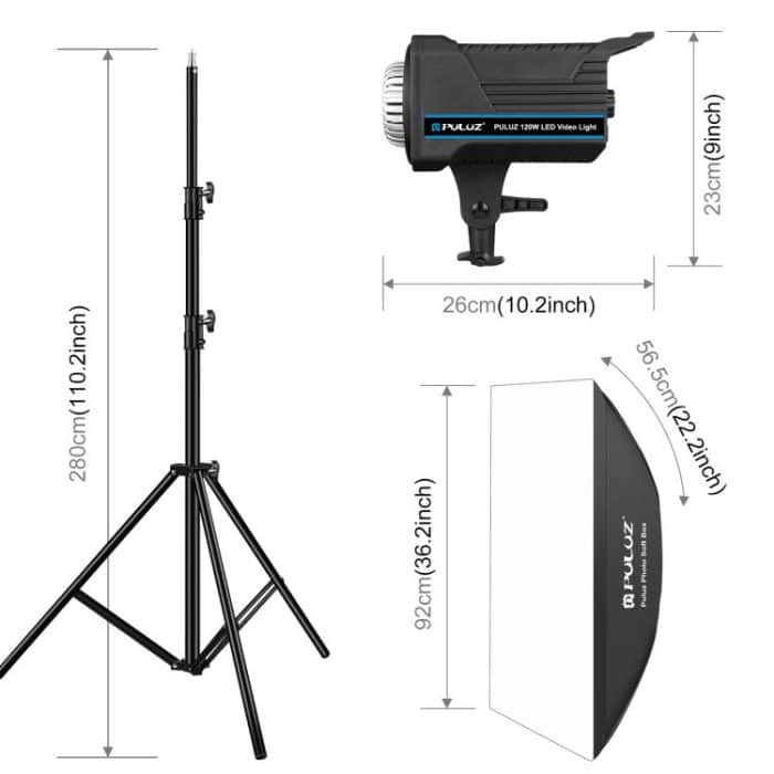 PULUZ 150 W 3200 K-5600 K Fotostudio-Stroboskop-Blitzlicht-Set mit Softbox-Reflektor und Stativ, Rectangle 120W 2700K-6500K Light Kit AU Plug, Rectangle 120W 2700K-6500K Light Kit EU Plug, Rectangle 120W 2700K-6500K Light Kit UK Plug... – Bild 3