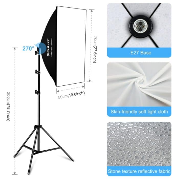 PULUZ LED-Licht-Studio-Softbox-Fotografie-Set mit Hintergrund und Reflexion, Stativhalterung und Sandsäcken, Photography Light  Kit, EU Plug, Photography Light  Kit, US Plug – Bild 2