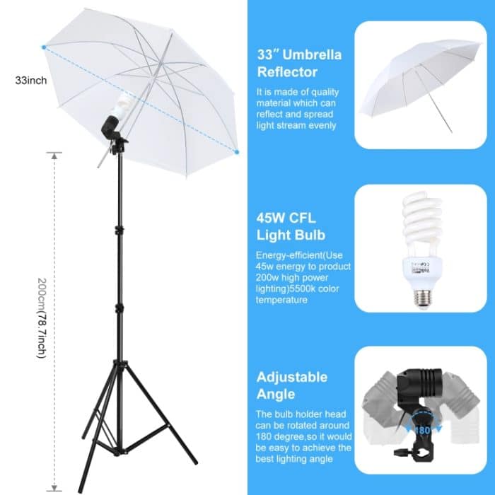 PULUZ LED-Licht-Studio-Softbox-Fotografie-Set mit Hintergrund und Reflexion, Stativhalterung und Sandsäcken, Photography Light  Kit, EU Plug, Photography Light  Kit, US Plug – Bild 3