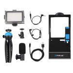 PULUZ 4-in-1 Bluetooth-Handheld-Vlogging-Live-Übertragung, LED-Selfie-Licht, Smartphone-Video-Rig-Kits mit Mikrofon + Stativhalterung + Kaltschuh-Stativkopf für iPhone, Galaxy, Huawei, Xiaomi, HTC, LG, Google und andere Smartphones, 4 in 1 Bluetooth Rig – Bild 8