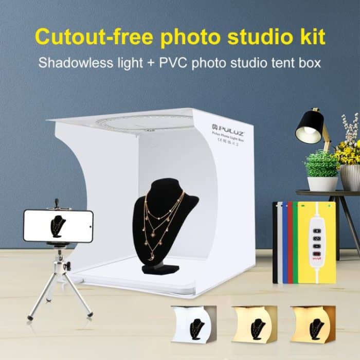 PULUZ 30 cm Klappring Lichttafel Fotobeleuchtung Studio Schießzelt Box Kit Box mit schattenlosem Lichtpanel – Bild 2