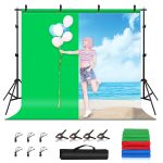 PULUZ 2.9x2m Fotostudio-Hintergrundstützständer-Kulisse Crossbar-Halterungs-Kit mit roten / blauen / grünen Polyester-Kulissen
