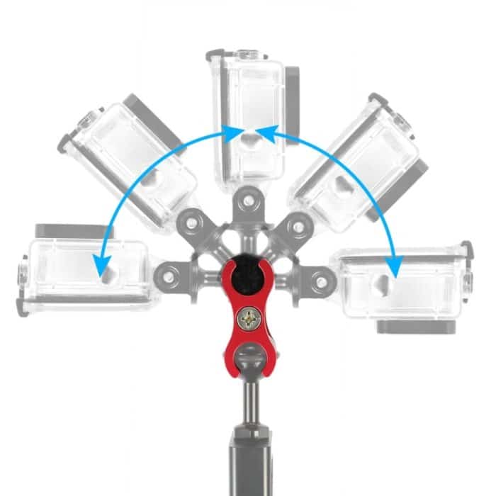 PULUZ Dual-Kugelklemme, offenes Loch, Tauchkamera-Halterung, CNC-Aluminium-Feder-Taschenlampenklemme für Tauch-Unterwasser-Fotografiesystem, Dual Ball Open Hole(Black), Dual Ball Open Hole(Blue), Dual Ball Open Hole(Red) – Bild 5
