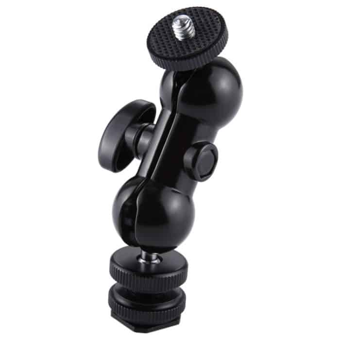 PULUZ Flash Hot Shoe Schwenkbarer Kugelkopf 1/4 Zoll Stativschraube Magic Arm mit Schloss – Bild 2