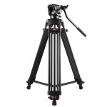 PULUZ Professionelles, robustes Video-Camcorder-Stativ aus Aluminiumlegierung mit Fluid-Drag-Kopf für DSLR-/Spiegelreflexkameras, verstellbare Höhe: 80–160 cm, 80-160cm Tripod – Bild 2