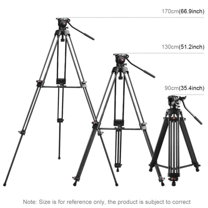 PULUZ Professionelles, robustes Video-Camcorder-Stativ aus Aluminiumlegierung mit Fluid-Drag-Kopf für DSLR-/Spiegelreflexkameras, verstellbare Höhe: 80–160 cm, 80-160cm Tripod – Bild 3
