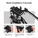 PULUZ Professionelles, robustes Video-Camcorder-Stativ aus Aluminiumlegierung mit Fluid-Drag-Kopf für DSLR-/Spiegelreflexkameras, verstellbare Höhe: 80–160 cm, 80-160cm Tripod – Bild 6